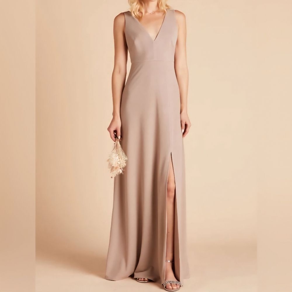 NWT Birdy Grey | Shamin Long Dress With Leg Slit In Taupe, Womens XL